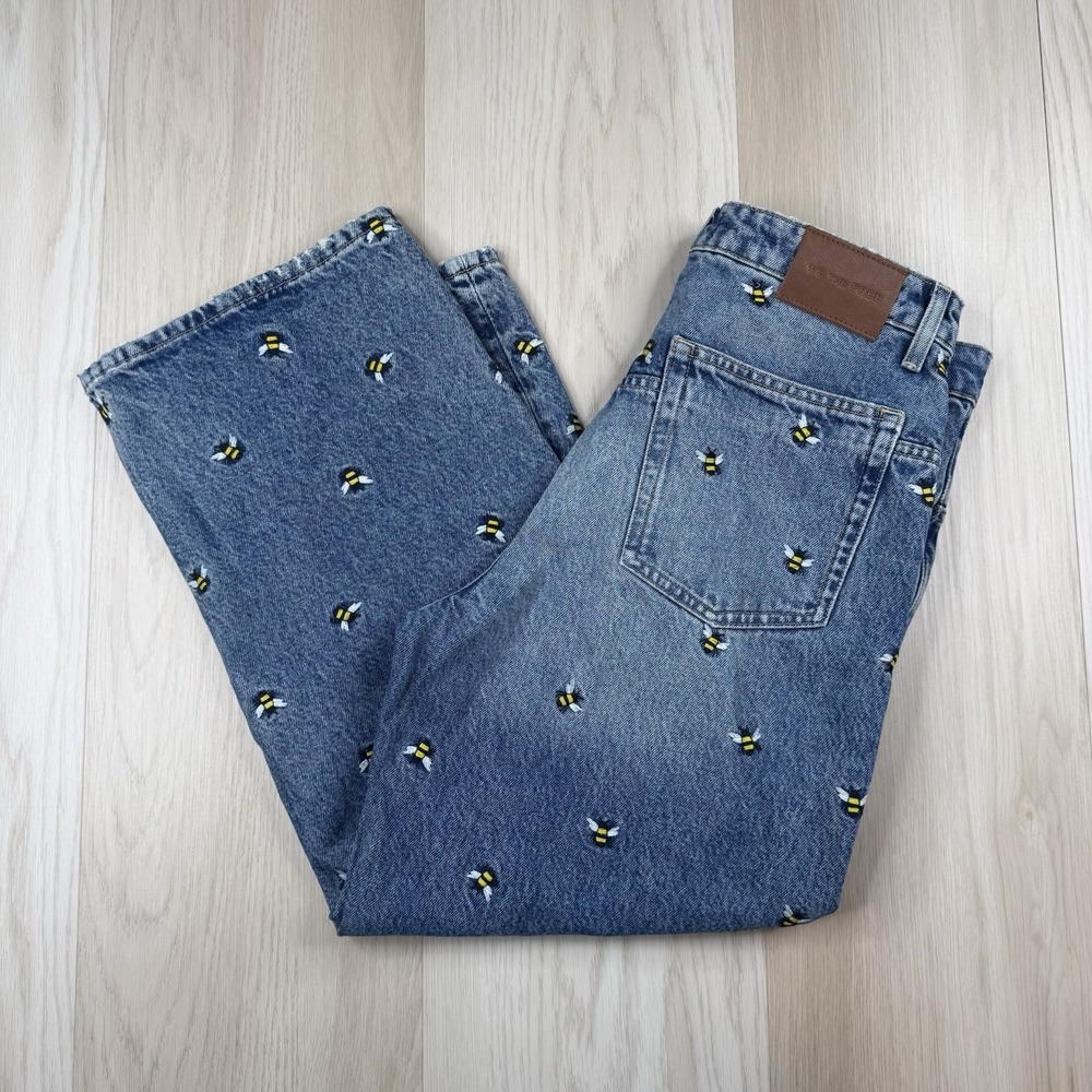 We The Free Jeans Ankle Bees Deep Trance Embroidered Dropped Boyfriend Button 29